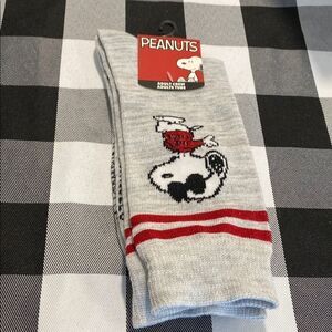 NWT Peanuts Gray and Red Snoopy Socks Adult Tall Socks